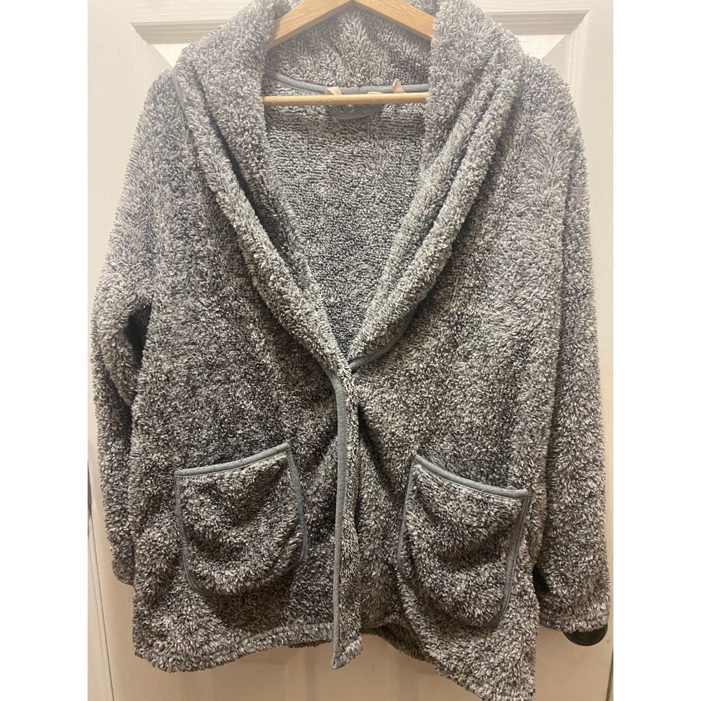 Soft Surroundings Oversized Sherpa Cardigan, Grey, Size PM